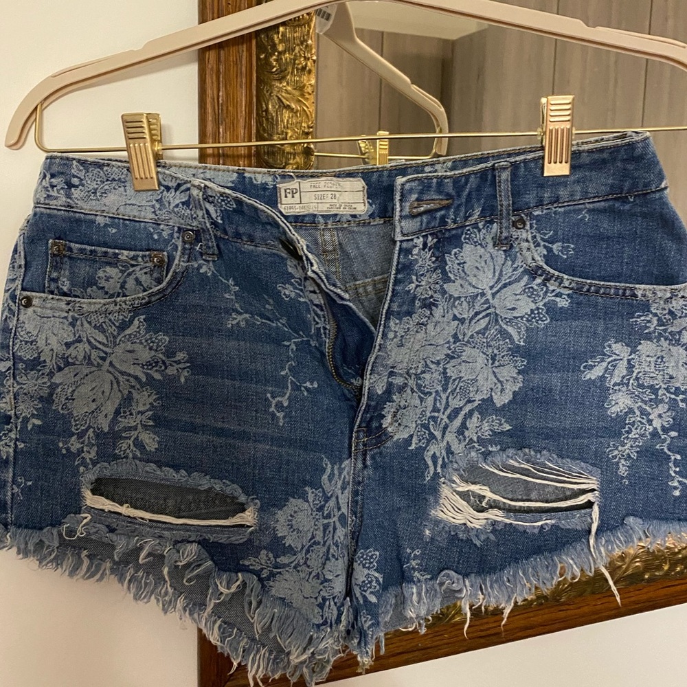 Free People Cut Off Floral Shorts